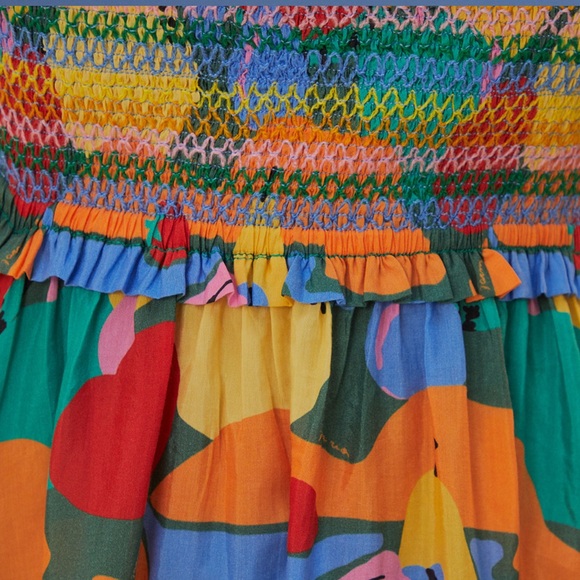 Farm Rio Multicolor Fruit Landscape Short Sleeve Midi Dress - Picture 9 of 11